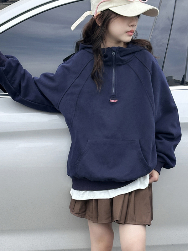 Dievčenská mikina s fleecovou podšívkou a kapucňou, pulover, dlhé rukávy, 50% bavlna