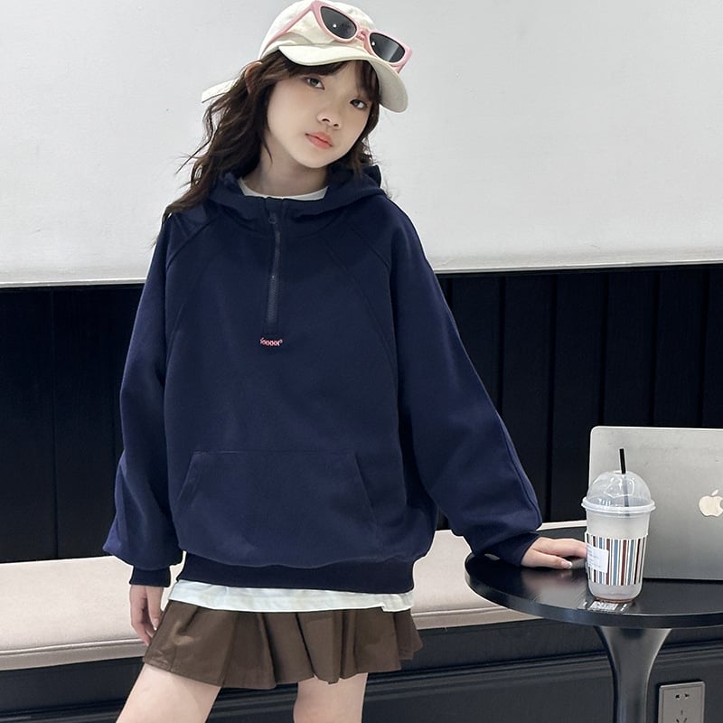 Dievčenská mikina s fleecovou podšívkou a kapucňou, pulover, dlhé rukávy, 50% bavlna