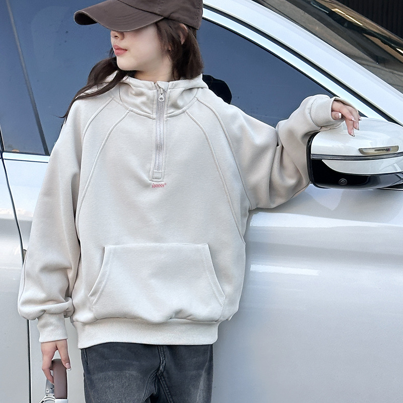 Dievčenská mikina s fleecovou podšívkou a kapucňou, pulover, dlhé rukávy, 50% bavlna