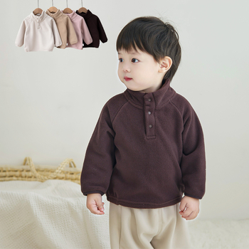 Dječji fleece pulover s dugim rukavima, brušeni materijal, uzorak broj, pamuk podstava, za jesen-zimu