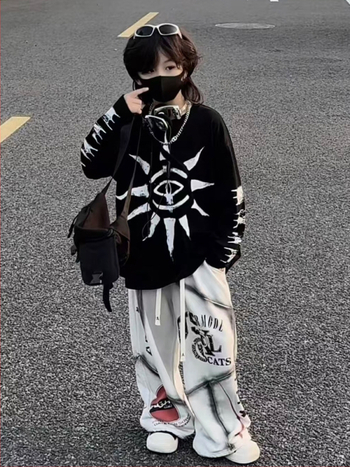 Detská mikina s dlhým rukávom s potlačou oka Cthulhu, mestský streetwear štýl