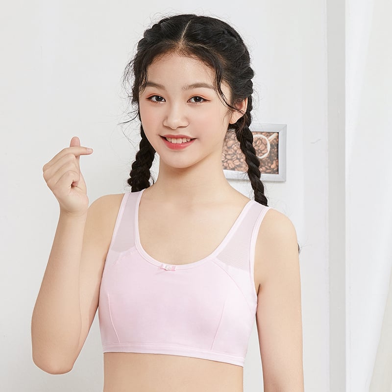 Памучен тренировъчен сутиен за момичета, без банели, кръгло деколте, 95% памук, за възраст 8+, всички сезони, Debofen