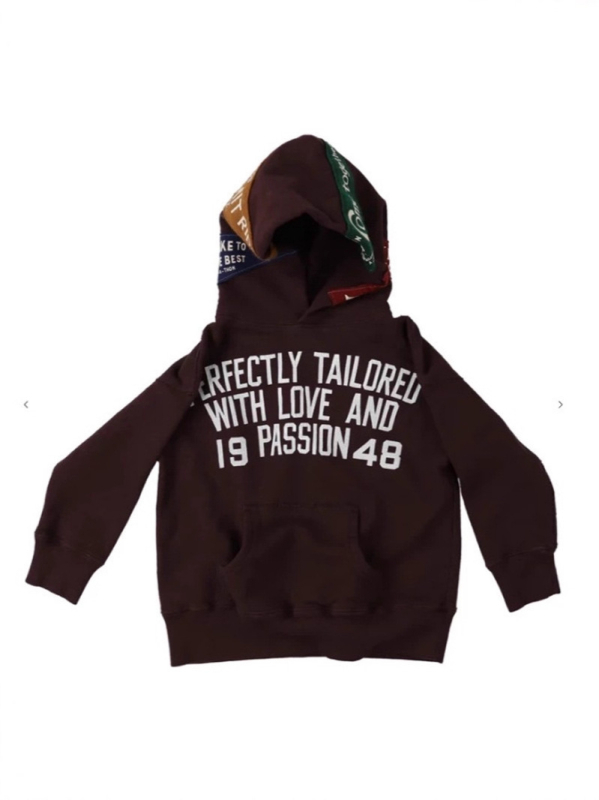 Gyerekeknek szóló japán stílusú fleeces kapucnis pulóver, gyapjú bélés, 100% pamut, Crackle nyomtatott filc címke