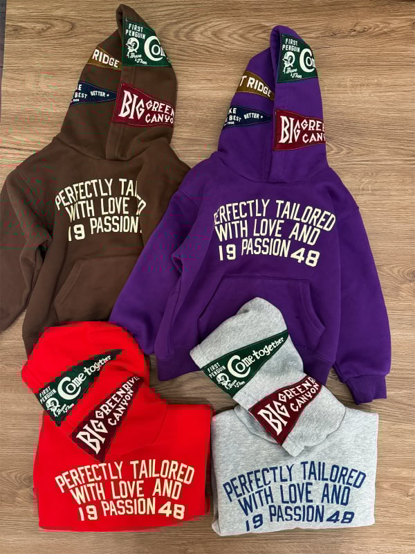 Gyerekeknek szóló japán stílusú fleeces kapucnis pulóver, gyapjú bélés, 100% pamut, Crackle nyomtatott filc címke