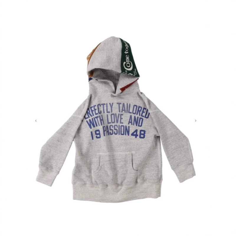 Gyerekeknek szóló japán stílusú fleeces kapucnis pulóver, gyapjú bélés, 100% pamut, Crackle nyomtatott filc címke