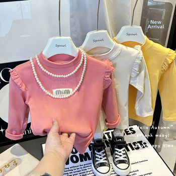 Dievčenský spodný top s Derong fleece, kórejský štýl, polovične vysoký golier, dlhé rukávy, 95% polyester