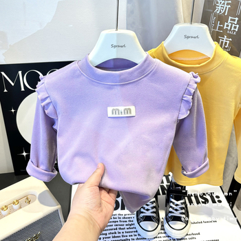 Dječji bazni top s Derong fleece materijalom, korejski stil, polu-visoki ovratnik, dugi rukavi, 95% poliester