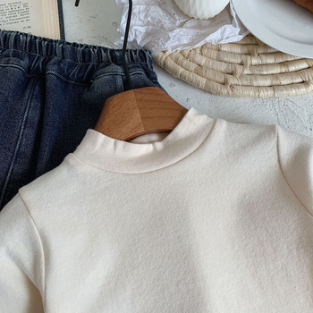 Dječji zimski bazni gornji dio, korejski stil, okrugli izrez, dugi rukavi, 95% pamuk