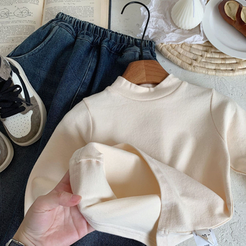 Dječji zimski bazni gornji dio, korejski stil, okrugli izrez, dugi rukavi, 95% pamuk