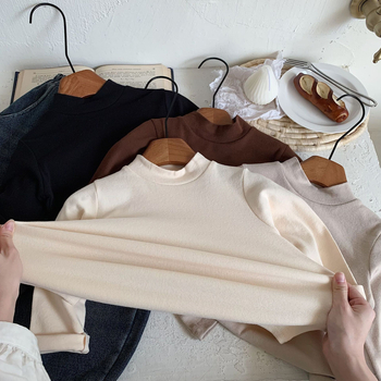 Dječji zimski bazni gornji dio, korejski stil, okrugli izrez, dugi rukavi, 95% pamuk