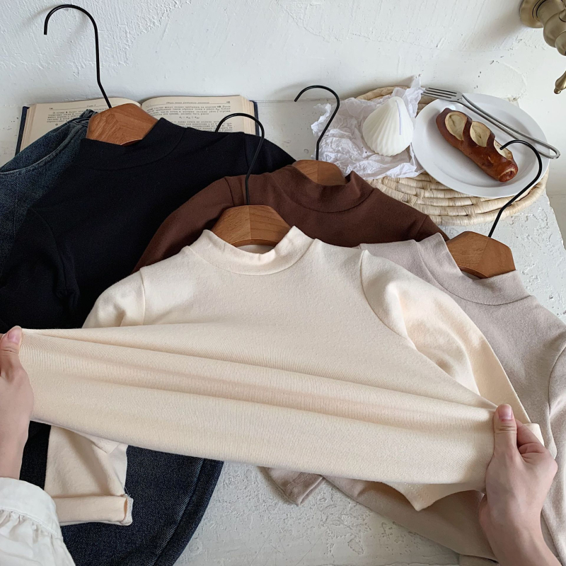 Dječji zimski bazni gornji dio, korejski stil, okrugli izrez, dugi rukavi, 95% pamuk