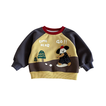 Dječji fleece pulover s brodom, prugasti dizajn, materijal pamuk-poliester s brušenim završnim slojem, debela tkanina za toplinu, dugi rukavi, za djecu od 3 do 8 godina.