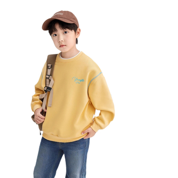 Pulover pentru copii băieți, din bumbac 60% cu căptușeală poliester, mânecă lungă, fără glugă, primăvară-toamnă 2025, de la 8 ani