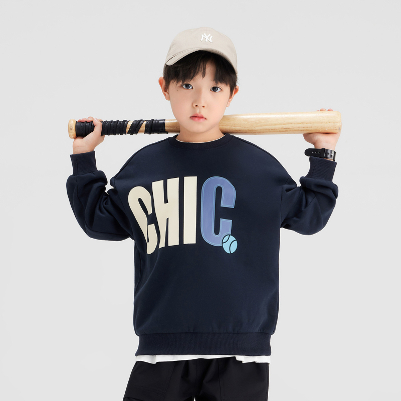 Pulover pentru copii băieți, din bumbac 60% cu căptușeală poliester, mânecă lungă, fără glugă, primăvară-toamnă 2025, de la 8 ani