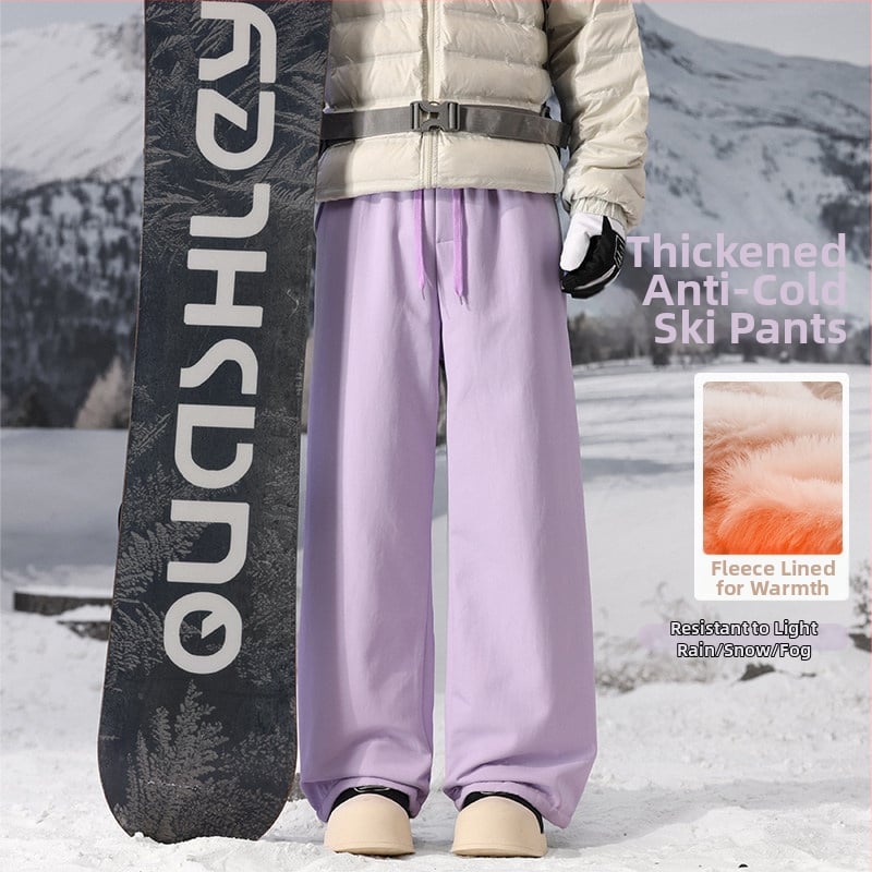 Unisex slēpošanas bikses ar mākslīgu truša kažoku, taisa piegriezuma, siltas un aukstumizturīgas, ikdienas un daudzpusīgas