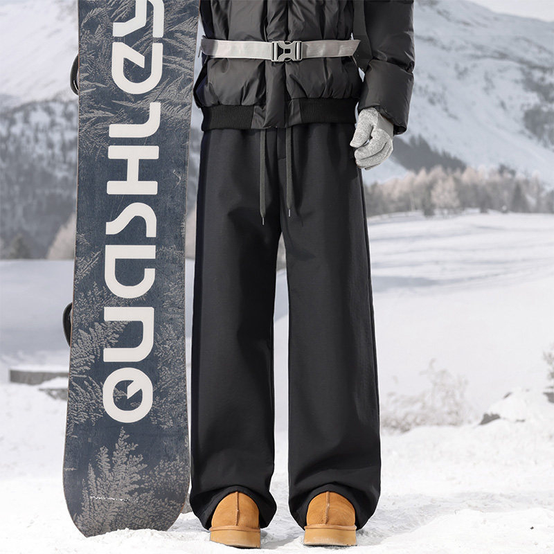 Unisex slēpošanas bikses ar mākslīgu truša kažoku, taisa piegriezuma, siltas un aukstumizturīgas, ikdienas un daudzpusīgas