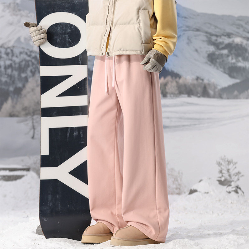 Unisex slēpošanas bikses ar mākslīgu truša kažoku, taisa piegriezuma, siltas un aukstumizturīgas, ikdienas un daudzpusīgas