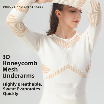 Sievietēm bezšuvju slēpošanas apģērbs ar Lyocell 70% un kokvilnas maisījumu, vilnas pamatdaļa 30%, garas piedurknes, garums līdz gurniem, ziemas/rudens sporta apģērbs