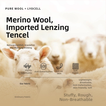 Sievietēm bezšuvju slēpošanas apģērbs ar Lyocell 70% un kokvilnas maisījumu, vilnas pamatdaļa 30%, garas piedurknes, garums līdz gurniem, ziemas/rudens sporta apģērbs