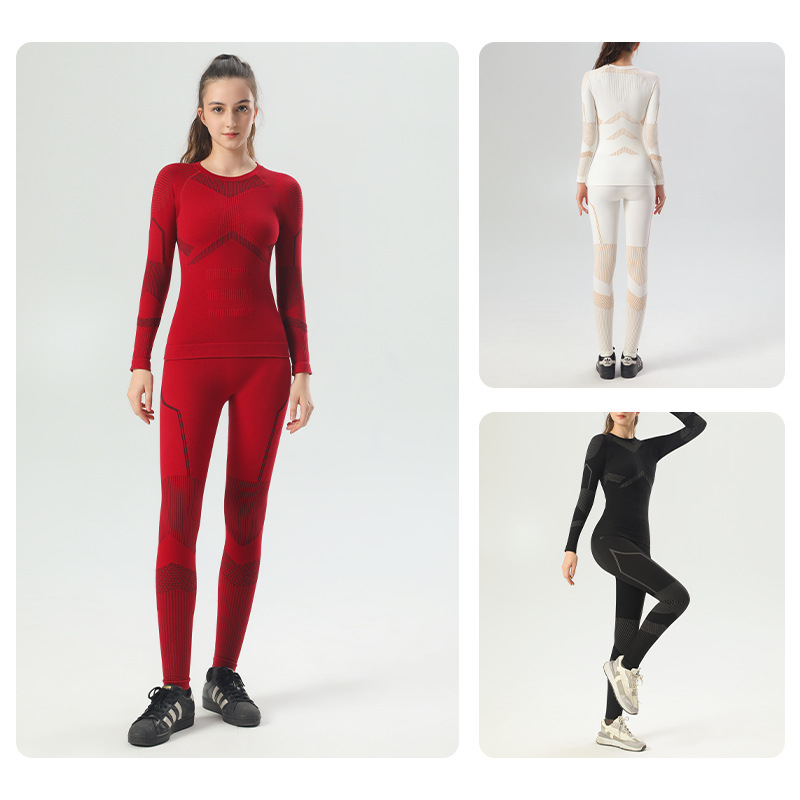 Îmbrăcăminte de schi fără cusături pentru femei, Lyocell 70% în amestec cu bumbacul, căptușeală din lână 30%, mâneci lungi, lungime pe șolduri, echipament sport de iarnă/toamnă