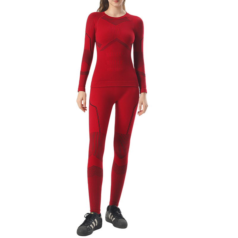 Îmbrăcăminte de schi fără cusături pentru femei, Lyocell 70% în amestec cu bumbacul, căptușeală din lână 30%, mâneci lungi, lungime pe șolduri, echipament sport de iarnă/toamnă