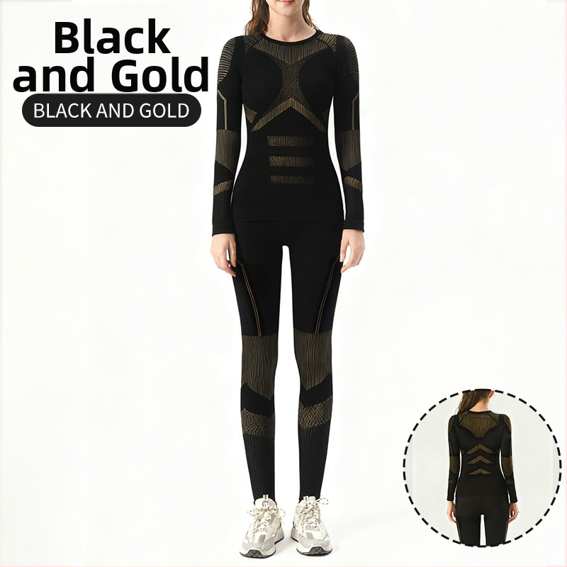 Sievietēm bezšuvju slēpošanas apģērbs ar Lyocell 70% un kokvilnas maisījumu, vilnas pamatdaļa 30%, garas piedurknes, garums līdz gurniem, ziemas/rudens sporta apģērbs