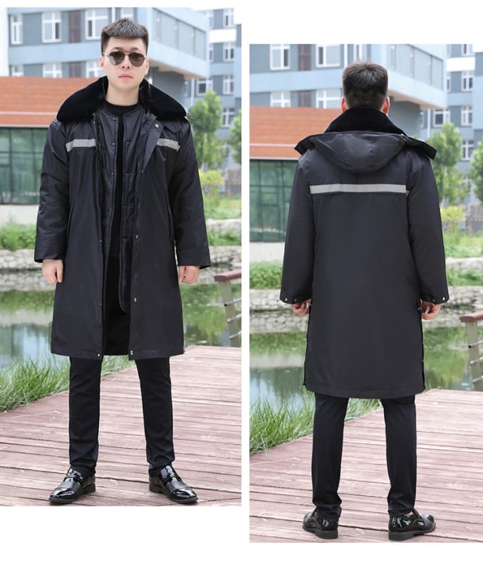 Външно памучно яке с рефлекторни елементи, водоустойчиво, с подвижна качулка, удебелен полиестер-памучен пълнеж, комплект от две части