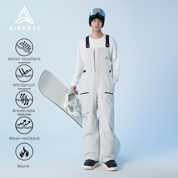 Airpose lyžiarske nohavice s ramienkami, unisex, model 2025, vypchaté bavlnou, zimné vodotesné nohavice na lyžovanie pre snowboard