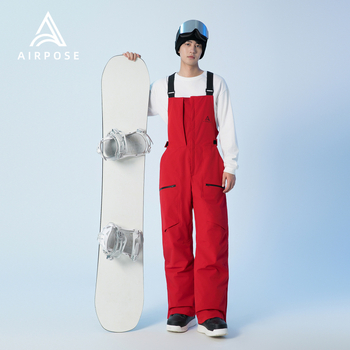 Airpose hlače za skijanje s naramenicama, unisex, model 2025, punjene pamukom, zimske vodootporne hlače za snowboarding