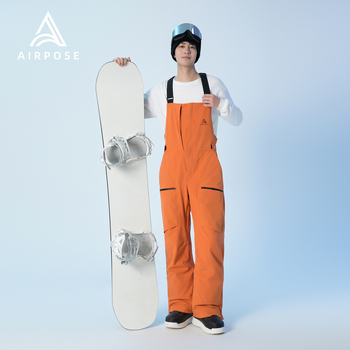 Airpose hlače za skijanje s naramenicama, unisex, model 2025, punjene pamukom, zimske vodootporne hlače za snowboarding