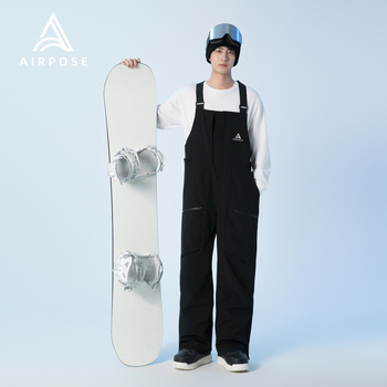 Airpose hlače za skijanje s naramenicama, unisex, model 2025, punjene pamukom, zimske vodootporne hlače za snowboarding