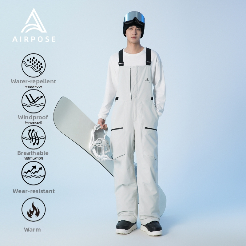 Airpose lyžiarske nohavice s ramienkami, unisex, model 2025, vypchaté bavlnou, zimné vodotesné nohavice na lyžovanie pre snowboard