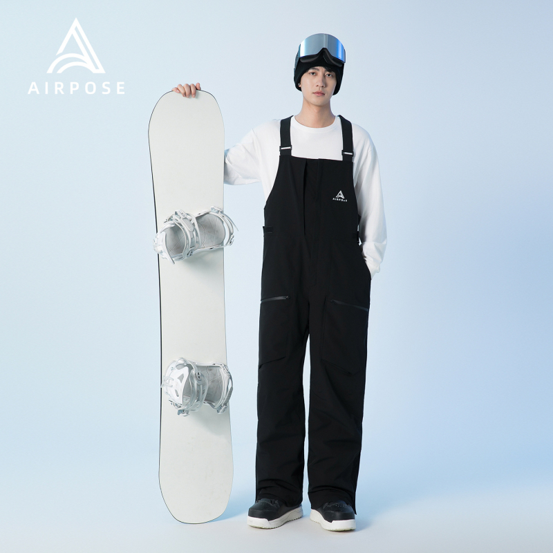 Airpose hlače za skijanje s naramenicama, unisex, model 2025, punjene pamukom, zimske vodootporne hlače za snowboarding