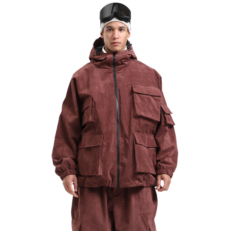 Unisex zimska ski jakna s kapuljačom – otporna na vjetar, vodootporna 20000, prozračna, topla, s više džepova, model GS-UJK2521