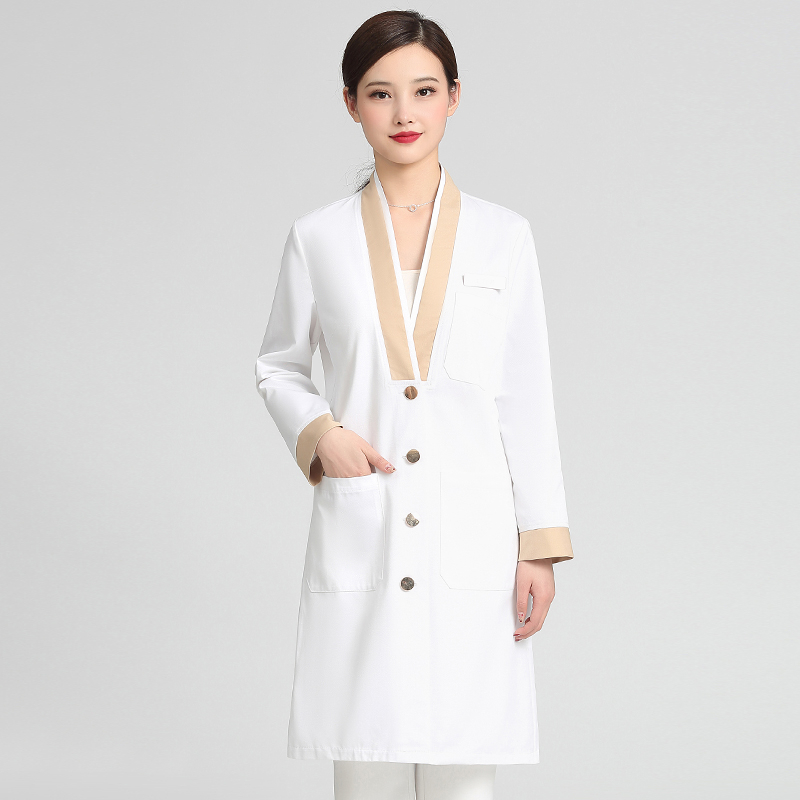 Unisex kosmētikas salona uniformas komplekts ar vidēja garuma piedurknēm, Chenille audums, 50–70% elastāns, 5/4 bikses, kažokādas apkakle