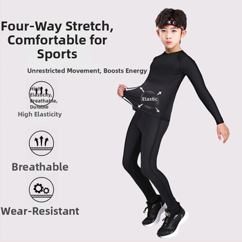 Unisex bērnu basketbola treniņu komplekts ar garām piedurknēm un biksēm, siltināta odere, poliestera audums, 7–12 gadu vecumam