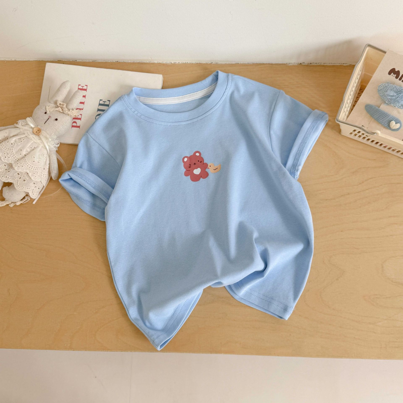 Dječje pamučno T-shirt s otiskom crtanog lika/životinje/avatar, kratki rukavi, okrugli izrez, za djecu od 3 do 8 godina
