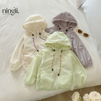 Laste UV-kaitse kapuutsiga jakk, kerge, 90% puuvillane segu, 110 g/m², kiire kuivatamine, 3–8 aastat