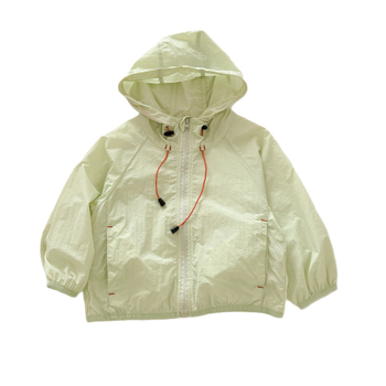 Laste UV-kaitse kapuutsiga jakk, kerge, 90% puuvillane segu, 110 g/m², kiire kuivatamine, 3–8 aastat