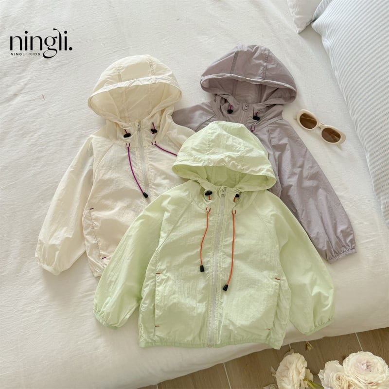 Bērnu UV aizsargājoša kapucēta jaka, viegla, 90% kokvilna, 110 g/m², ātri žūst, vecumā 3–8 gadi