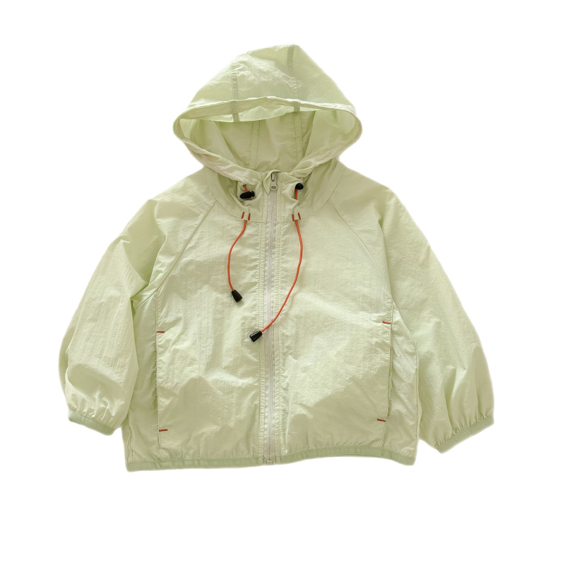 Laste UV-kaitse kapuutsiga jakk, kerge, 90% puuvillane segu, 110 g/m², kiire kuivatamine, 3–8 aastat