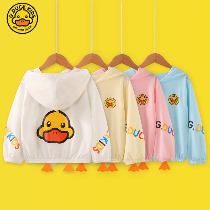 G.DUCKKIDS Bērnu kapucēm vasaras windproof jaka ar elpojošu poliesteru maisījumu, ārējais audums 100% poliesters, oderes poliesters, vecums 3–8 gadi