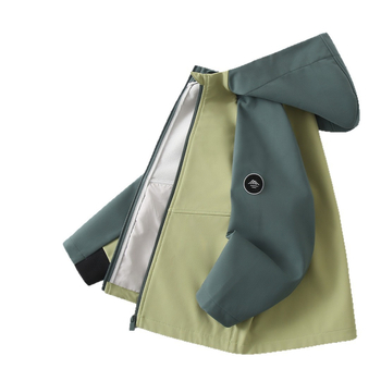 Bērnu softshell jaka, pretvēja, ar kapuci, 1500MM ūdensizturība, poliestera audums, vecuma grupa 7–12 gadi