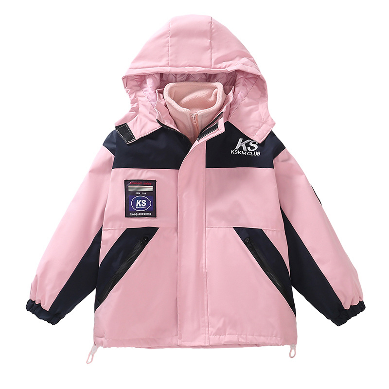 Meitenēm paredzēta ziemas jaka 3-1 ar noņemamu pildījumu, kapuci, divdaļīgs komplekts, silta un elpojoša, 7–12 gadi