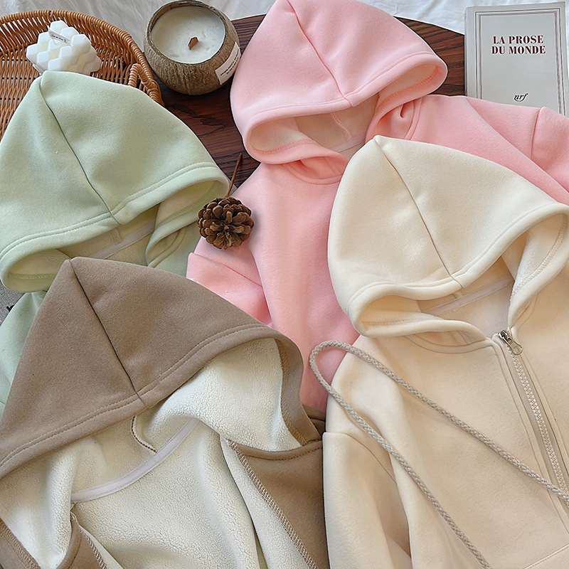 Dječji zimski kaput bez kapuljače, okrugli ovratnik, dugi rukavi, crtani uzorak