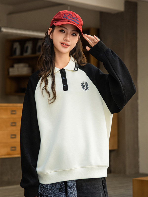 Detský mikinový svetrový top pre dievčatá, štýl college, 61% bavlna, potlač s písmenami, jar a jeseň