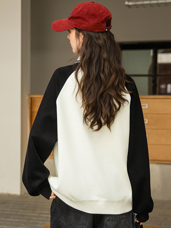 Detský mikinový svetrový top pre dievčatá, štýl college, 61% bavlna, potlač s písmenami, jar a jeseň