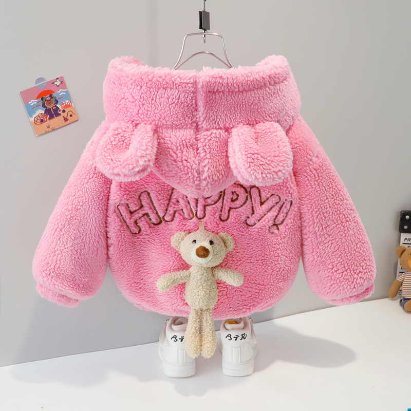 Dječji debeli zimski kaput s kapuljom, fleece podstavljan, zatvarač, crtani uzorak, unisex, za dob 1–3 godine