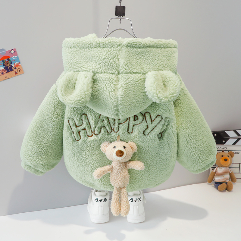 Dječji debeli zimski kaput s kapuljom, fleece podstavljan, zatvarač, crtani uzorak, unisex, za dob 1–3 godine