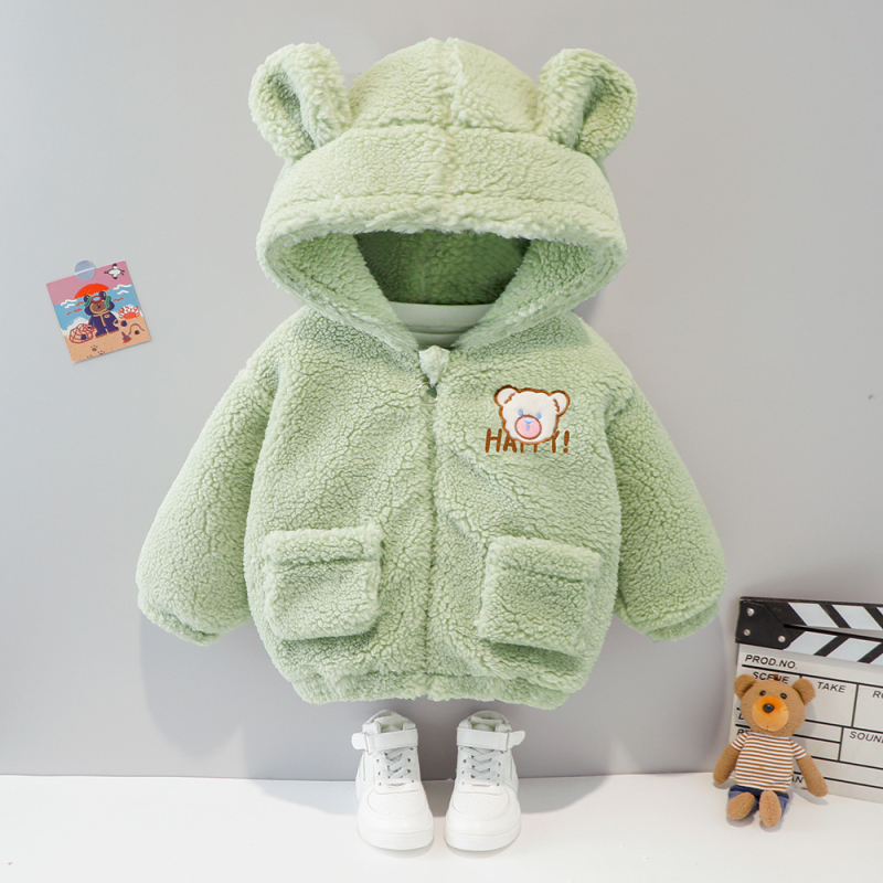 Dječji debeli zimski kaput s kapuljom, fleece podstavljan, zatvarač, crtani uzorak, unisex, za dob 1–3 godine
